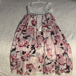 Speechless Pink and White Floral Kids Formal Dress